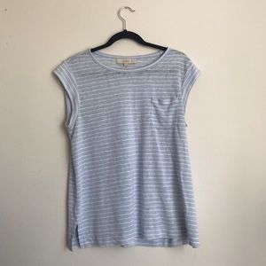 Loft light blue and white striped top